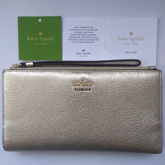 Kate Spade Blake Street Dot Eliza Wristlet in Gold - Picture 1 of 8